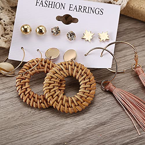 Image of Shining Diva Fashion Stylish Combo Design 6 Pairs Metal Earrings for Women and Girls (F12787er)