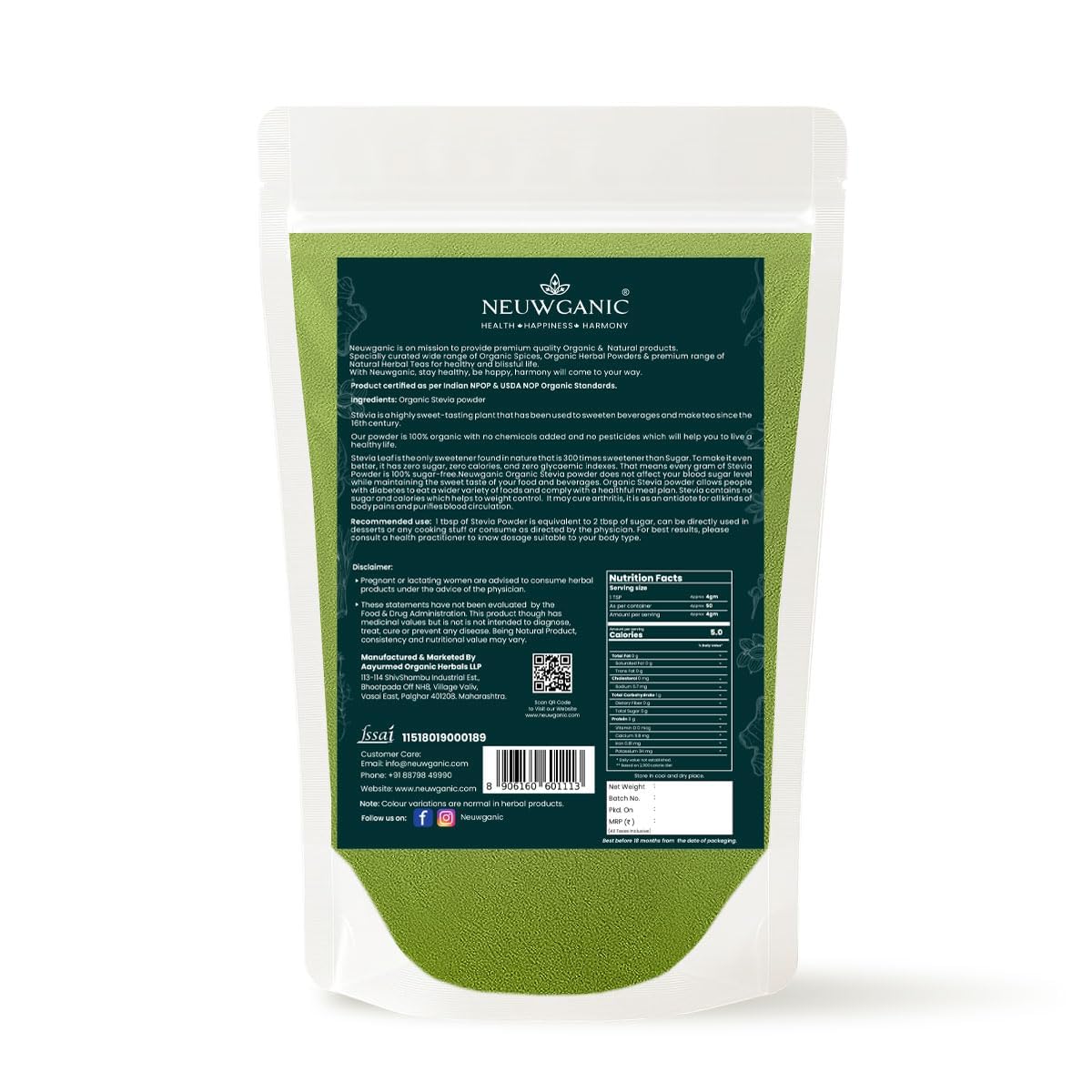 Organic Stevia Powder - Natural Sugar Free Powder - India Organic and Usda Certified - Zero Calorie - Ideal for Desserts - 200 Gm Pack of 2 — Amazon image 2