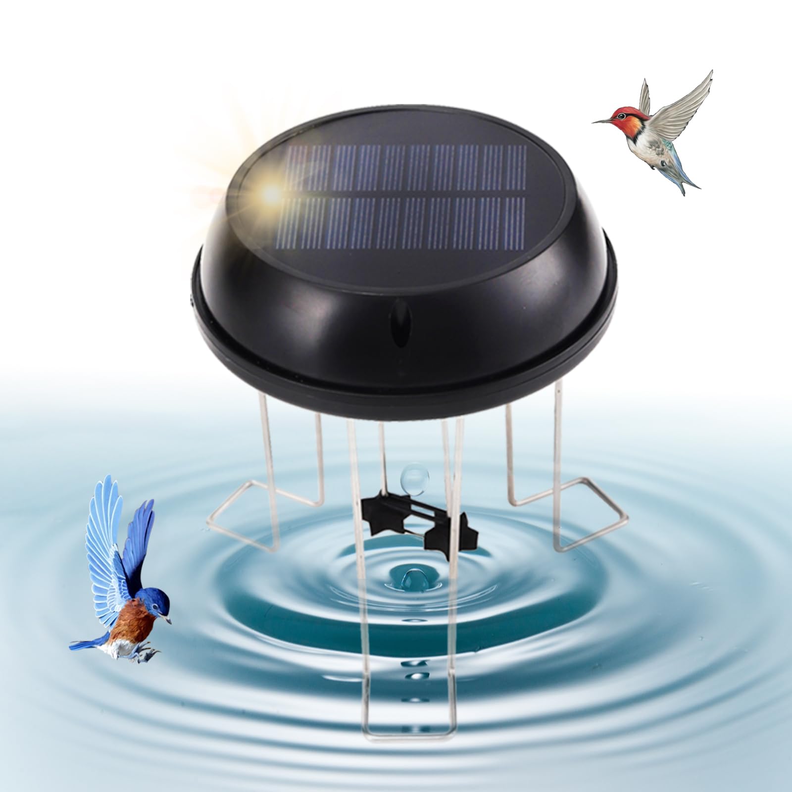 Solarne urządzenie do kąpieli dla ptaków, urządzenie do kąpieli dla ptaków ze stali nierdzewnej, odpowiednie do stawów ogrodowych, dekoracji basenu, wzmacniaczy tlenu i wody