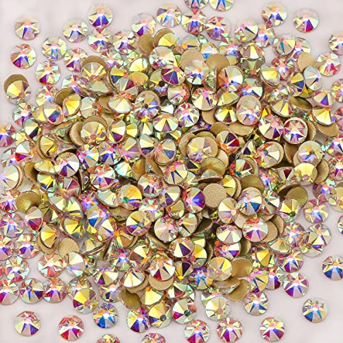 Image of Rhinestones 16 Cut Non Hotfix Flatback Rhinestones for Crafts Glass Nail rhinestones Nail Gems Crystals Rhinestones for Makeup Bags Shoes Decoration DIY(SS8,1440pcs,Crystal AB)