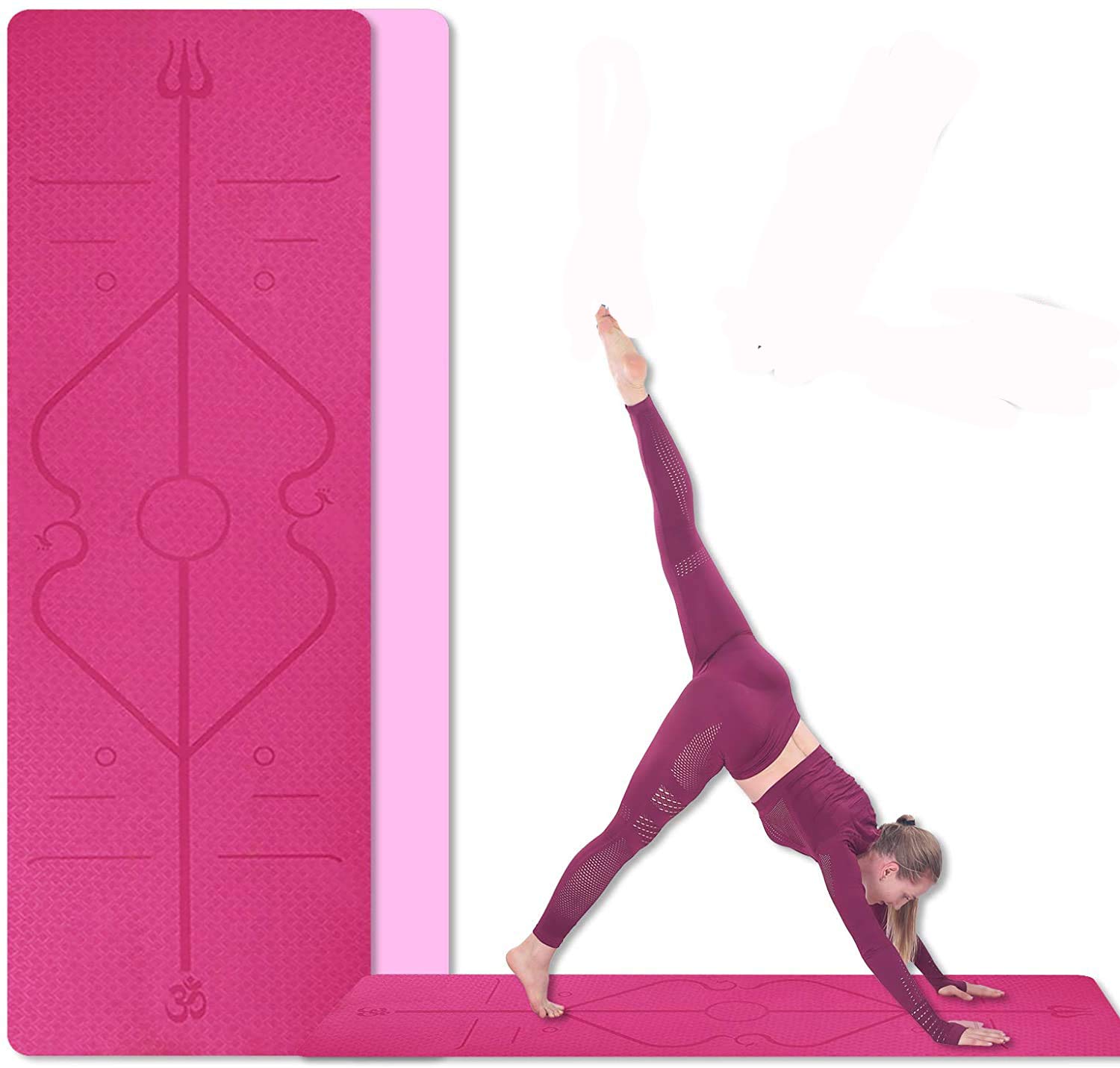 TEALP Yoga Mat Women Girl Non Slip, Pilates Fitness Mats with Alignment Marks, Eco Friendly, Anti-Tear Yoga Mats for Women, 1/4" Exercise Mats for Home Work