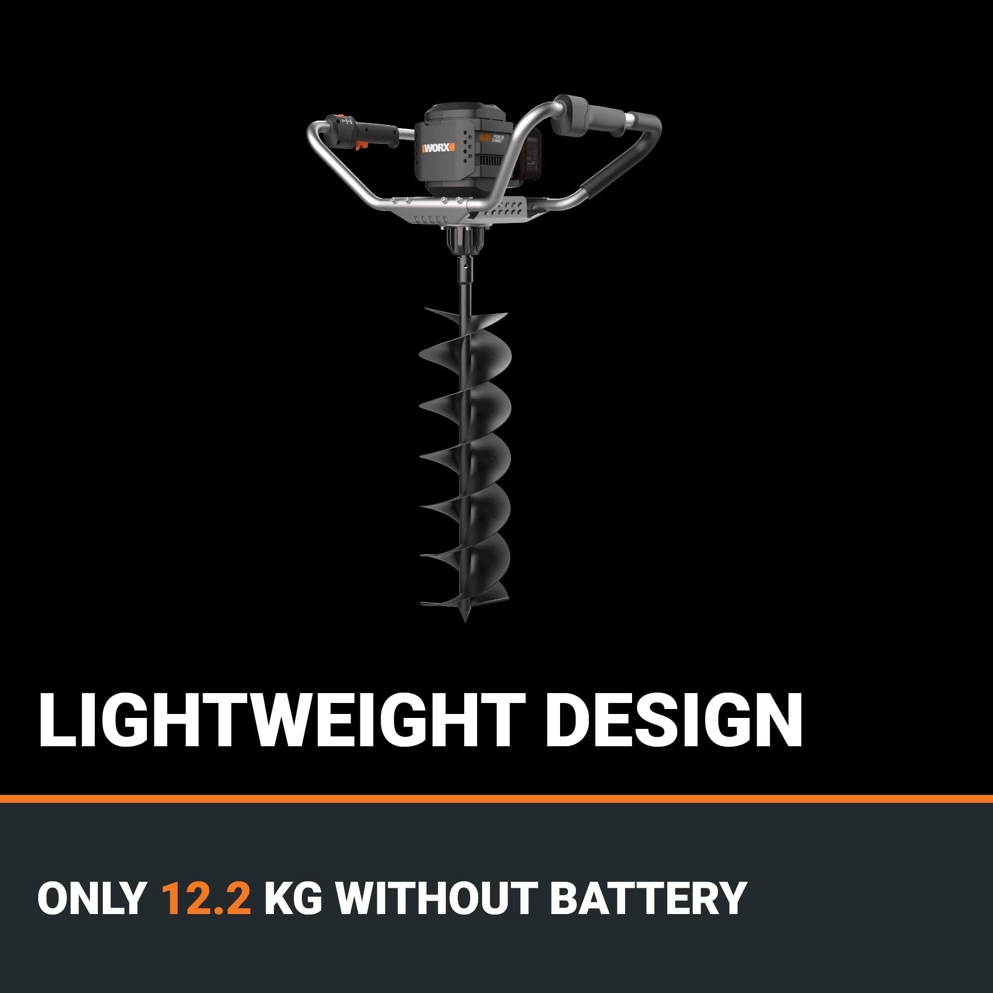 WORX - Barrera inalámbrica de 40 V WG865E.9, ideal para plantar árboles y cavar agujeros, motor sin escobillas y 2 modos, compacta y ergonómica, sin batería ni cargador