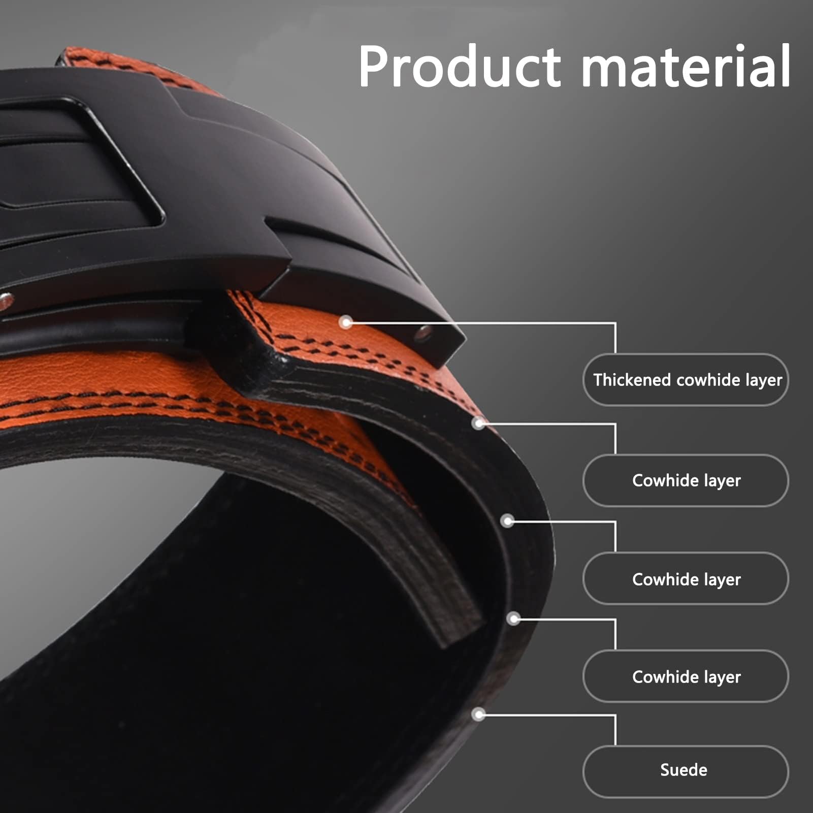 OQHAIR Weightlifting Adjustable Lever Belt 13MM Men's Squat Deadlift Leather Waist Support Power Weightlifting Lever Buckle Fitness Accessories (M: 80-95cm(31.49-37.4inch), Black)