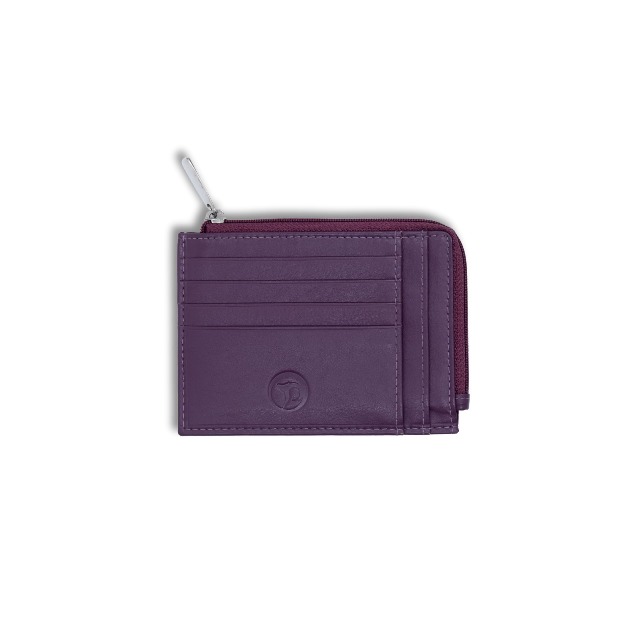 Slim Genuine Leather Cardholder | 12 Card Slots, 1 Zip Pocket | Sleek, Minimalist Wallet for Women | Durable, Compact Coin Purse for Everyday Use & Travel (Dk. Pink (Milled Nappa))-image-38