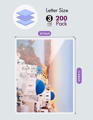 Miniatura 6 de SINOPUREN Bolsas de laminación térmica, hojas de laminación de 3 mil, 8.9 x 11.4 pulgadas, tamaño carta, sellado térmico, transparente (paquete de
