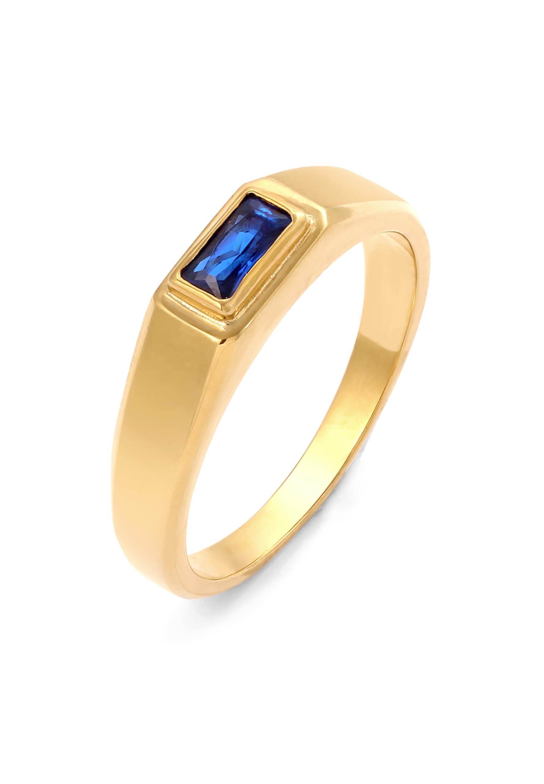 Kuzzoi Anello da uomo con zaffiro, in argento Sterling 925, placcato oro lucido, da uomo, misura 60-66, 0605282625