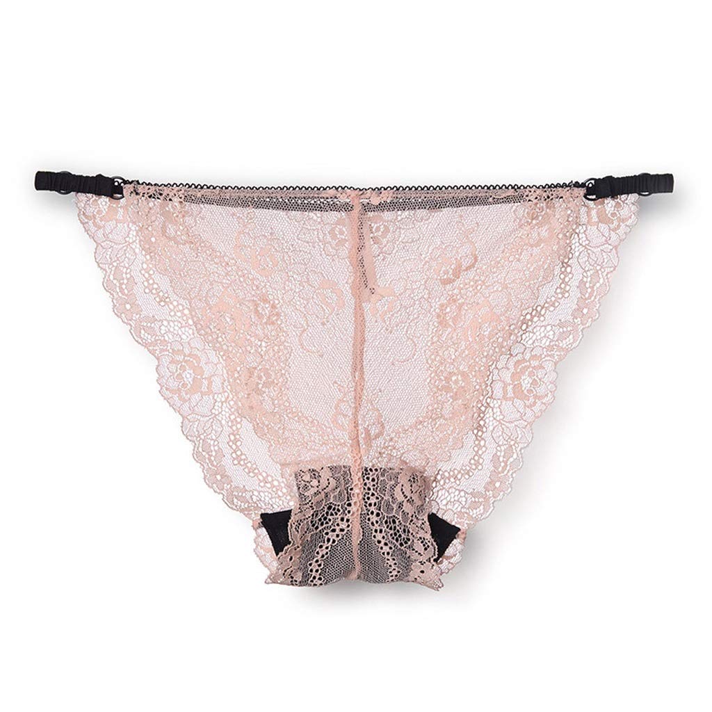 Bragas De Encaje Delgadas, Calzoncillos Sexy De Tiro Medio Blanco, Gris, Marrón, Negro, Amarillo, Rosa (Color : Pink, Size : L)