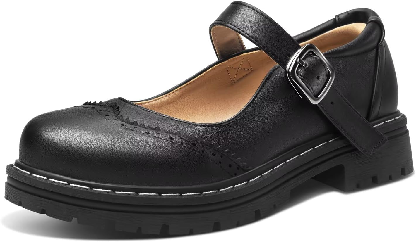 Mary Jane for Women Gothic Oxford Shoes - Flat Shoes, Ankle Tied, Round Toe for Casual Dresses, Work, and Campus