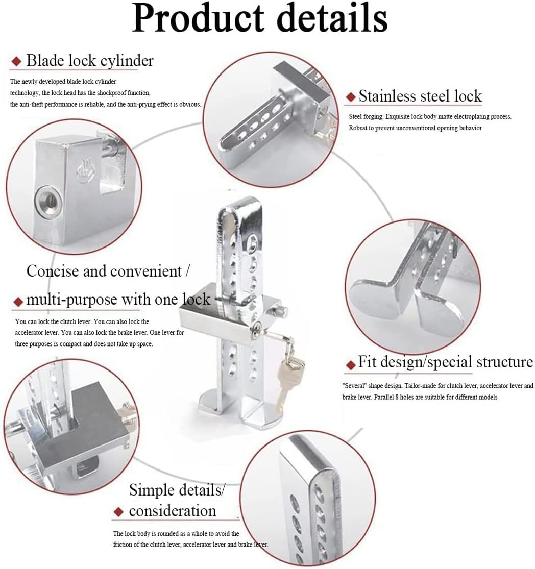 Heavy-Duty Security Anti Theft Lock, Heavy Duty Brake Clutch Immobiliser Automobile Security Locking Device, Fit for Cars, Trucks