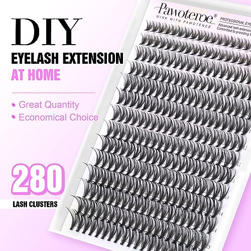 Image of Pawotence Lash Clusters Natural 30D Cluster Eyelash Extensions 8-15mm Individual Lashes Cluster Wispy 280pcs Eyelash Clusters Lash Extension for Self Application (30D, 0.07D, 8-15mm)