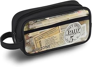 Large Capacity Pencil Bag, Transparent Cream Pencil Pouch with Zipper Closure Portable Makeup Pouch, Case Cute Stationery Bag for Students Girls Adults Office with Pockets