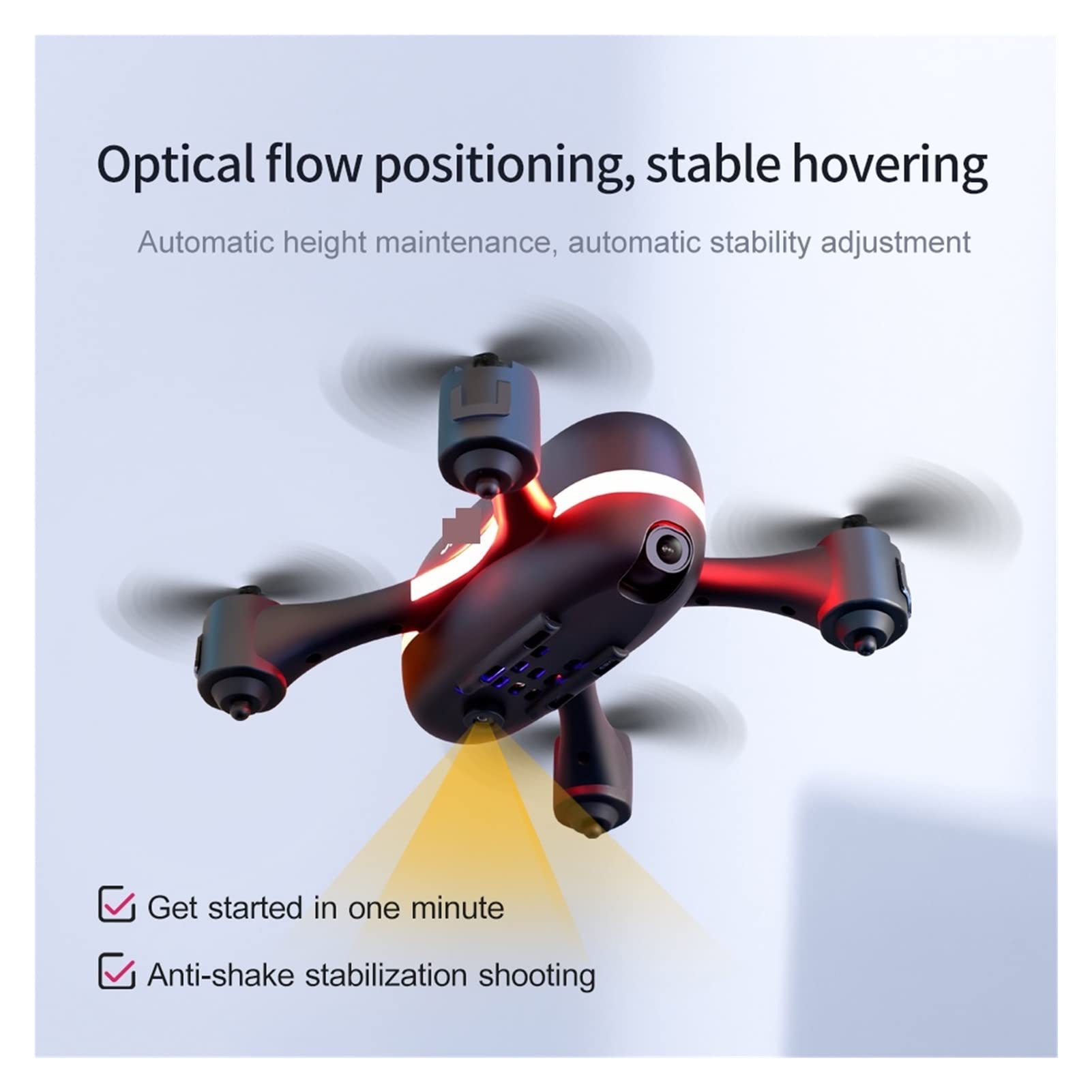 Składany dron Quadcopter Rainbow Mini Drone 720P Przepływ optyczny 2.4G WiFi FPV RC Quadcopter 480P Helikopter z chwytem wysokości dla dzieci Dron (Kolor : NoCam 1B Rozmiar torby : 1) (Biała torba