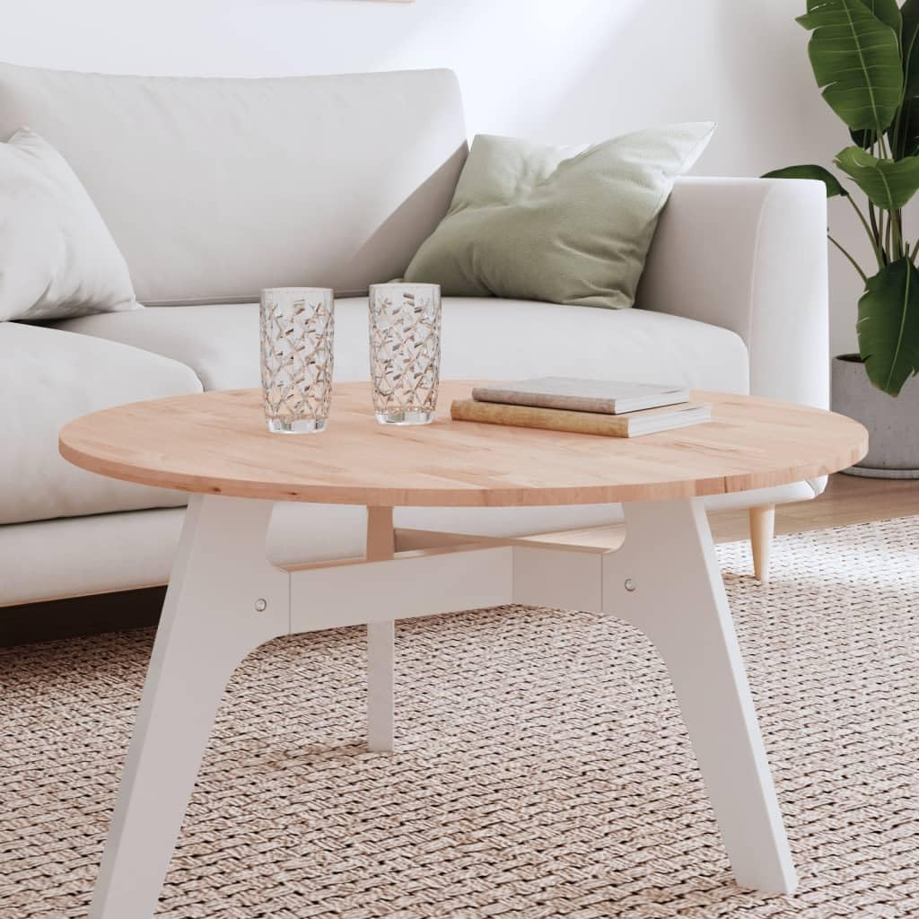 vidaXL Tischplatte, Holzplatte Holztischplatte Rund, Ersatzplatte Platte für Beistelltisch Bartisch, Massivholztischplatte Esstischplatte, Ø80x1,5 cm Massivholz Buche