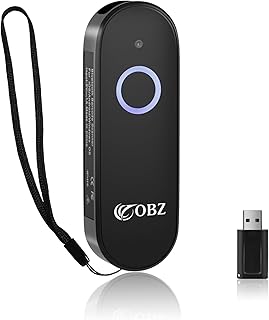 OBZ Mini 2D Bluetooth Barcode Scanner 2.4G Wireless Barcode Scanner, 3-in-1 Portable 1D 2D QR Code Scanner Work with iOS Android iPhone iPad Tablet Windows PC POS for Store Warehouse Inventory Library
