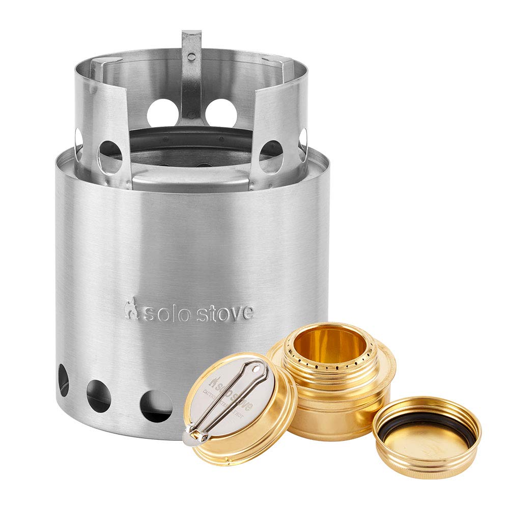 with Backup Alcohol Burner - Lightweight Kitchen Kit for Backpacking, Camping, Survival, Emergency Preparation. Burns Twigs - No Batteries or Liquid Fuel Gas Canister Required