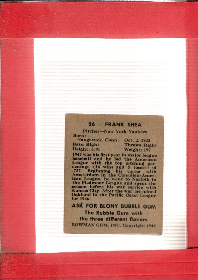 1948 Bowman #26 Spec Shea EX Excellent RC Rookie SP New York Yankees Baseball