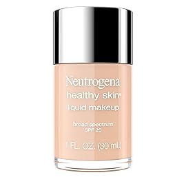 Neutrogena Healthy Skin Liquid Foundation Makeup with Broad Spectrum SPF 20 Sunscreen, Lightweight, Medium Coverage Makeup with Sunscreen and Pro-Vitamin B5, Medium Beige 80, 1 fl. oz