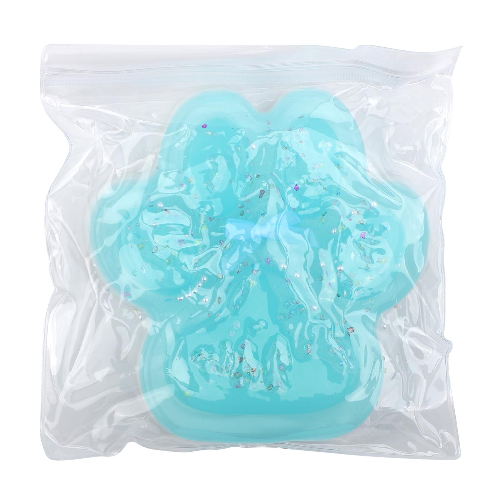 5.9 Inch Big Cat Paw Squeeze Toys, Fufu Soft Stress Fidget Squishy Toy Taba Cute Bow Sensory Cat Paws Toys Kawaii Novelty Party Favors for Kids Adults Home Office Relaxing (Blue Sea Salt Style)