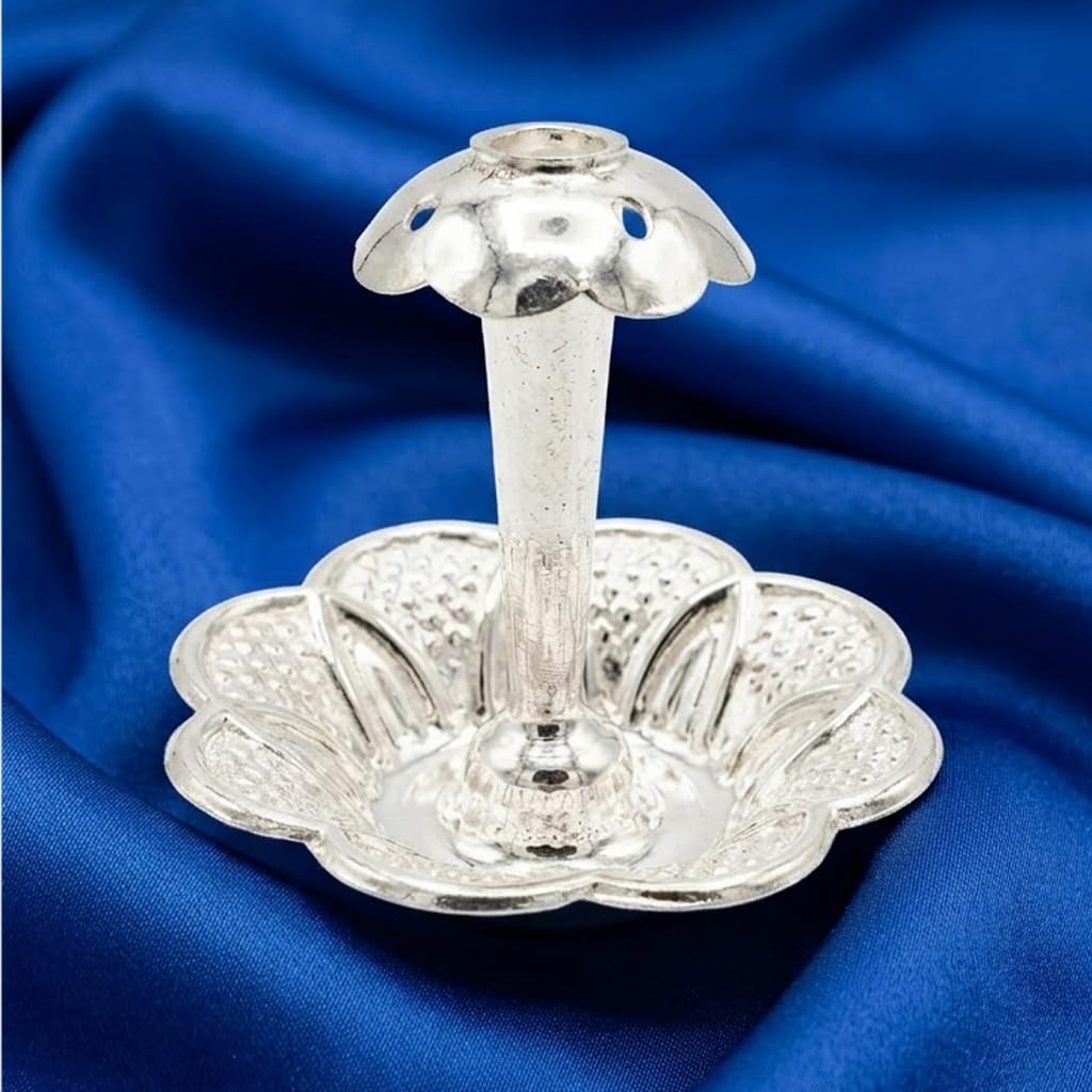 MOONPLUS Sterling Silver Lotus Floral Base Incense Holder | Ash