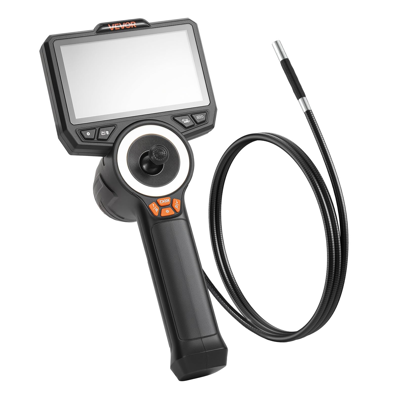 VEVOR Caméra Endoscopique 360° 4 Voies Endoscope 1080p Caméra Inspection pour Canalisation et Automobile, avec Sonde 6,2 mm, Éclairage, Écran IPS HD 4,5 Pouces, Câble Serpent Flexible 1,5 m, Zoom 8X