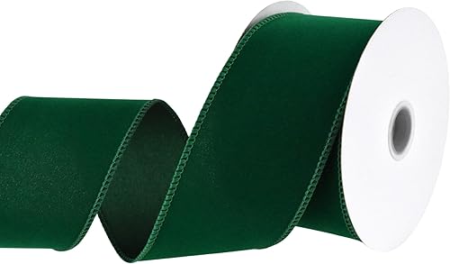 Miniatura 3 de Homeford Christmas Royal Velvet - Cinta con alambre sólido, 2-12 pulgadas, 10 yardas, verde esmeralda