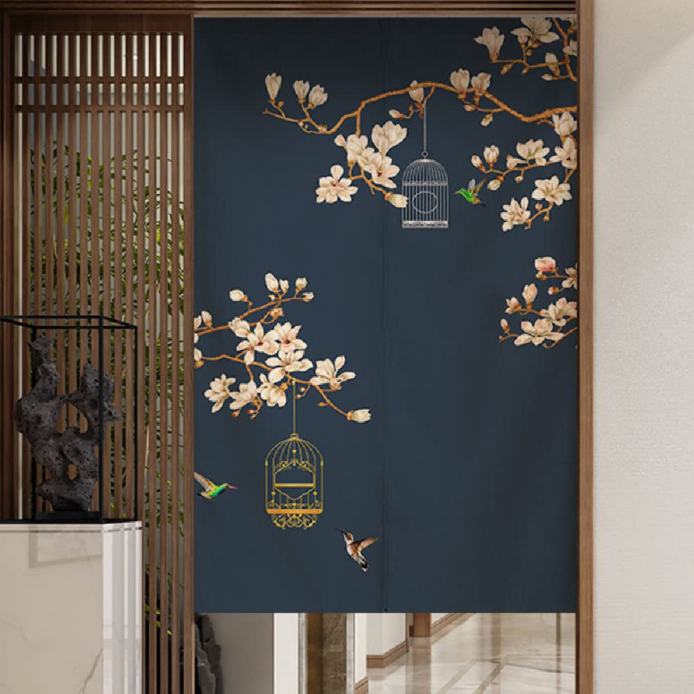 AmidoudouJapanese Style Door Curtain - Home Restaurant Kitchen Partition - Feng Shui Curtain Noren (Birds, 33.5x59 Inch)