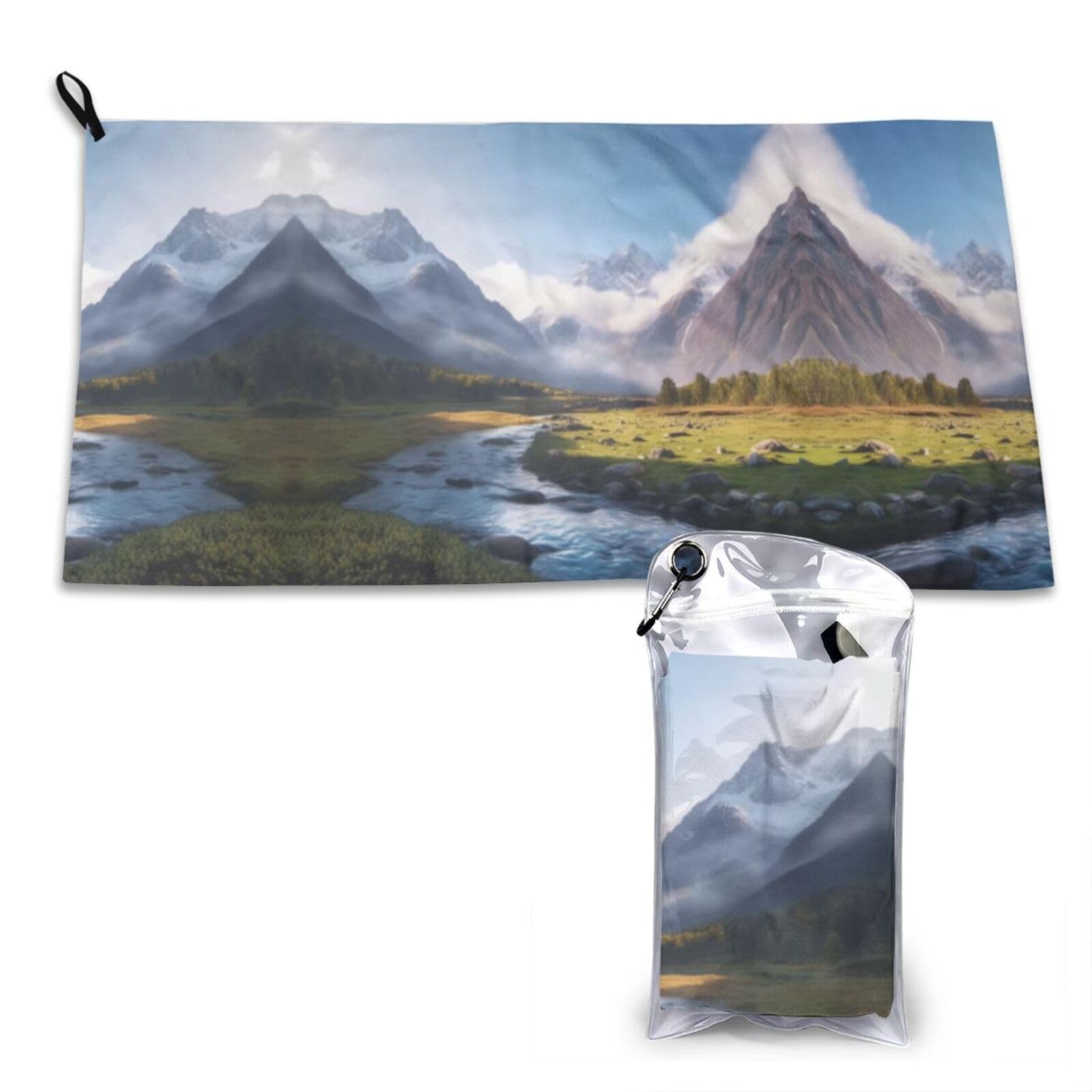 WXWJSHMGC Travel Mountain Scenery Print Cooling Towel, Gym Towel,Cooling Towels For Neck, Soft Breathable Travel Cool Towel,Sports Towels For Gym,Camping