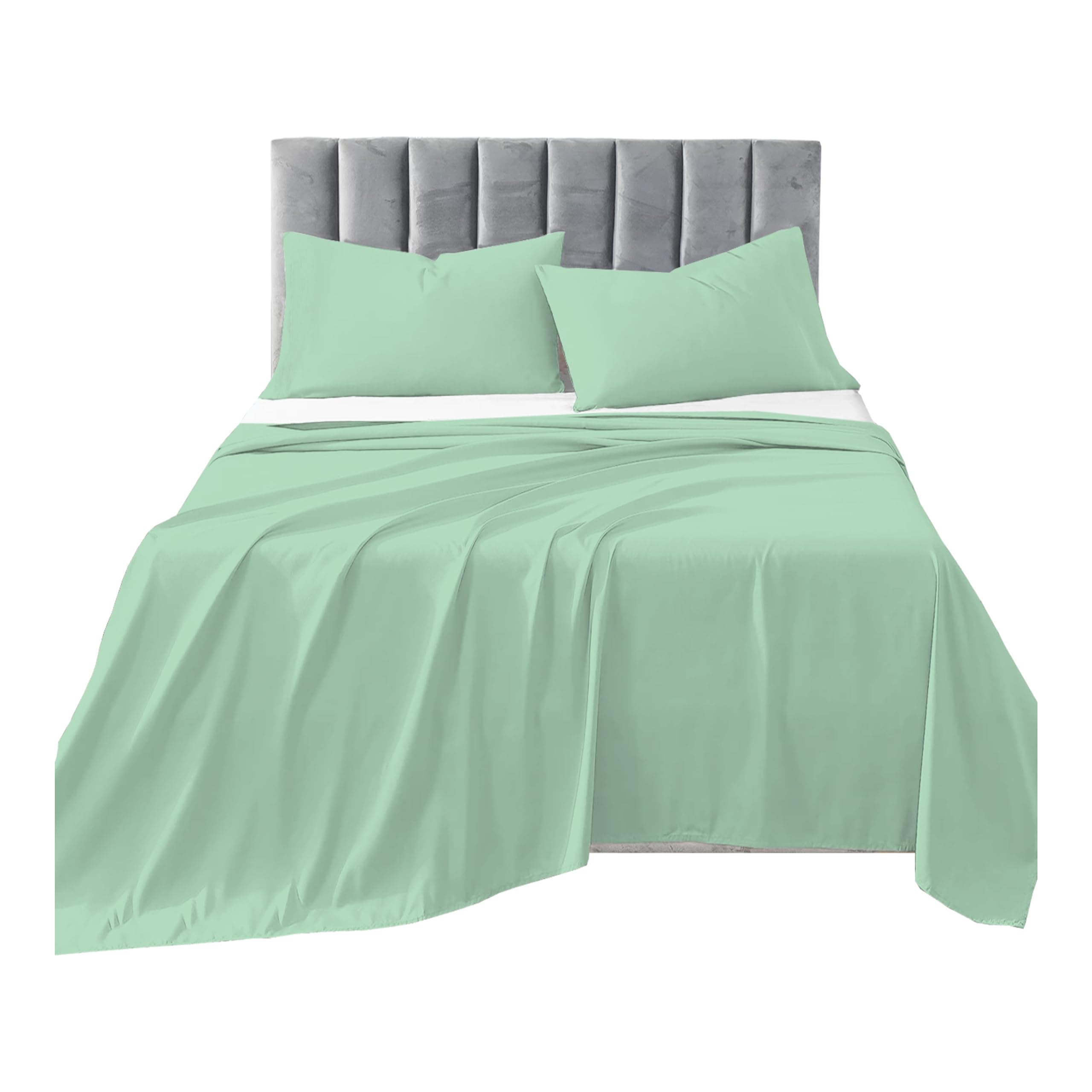 R&Z Plain Luxuary Polycotton Flat Sheets Single, Double, King, S King (Mint, Double)