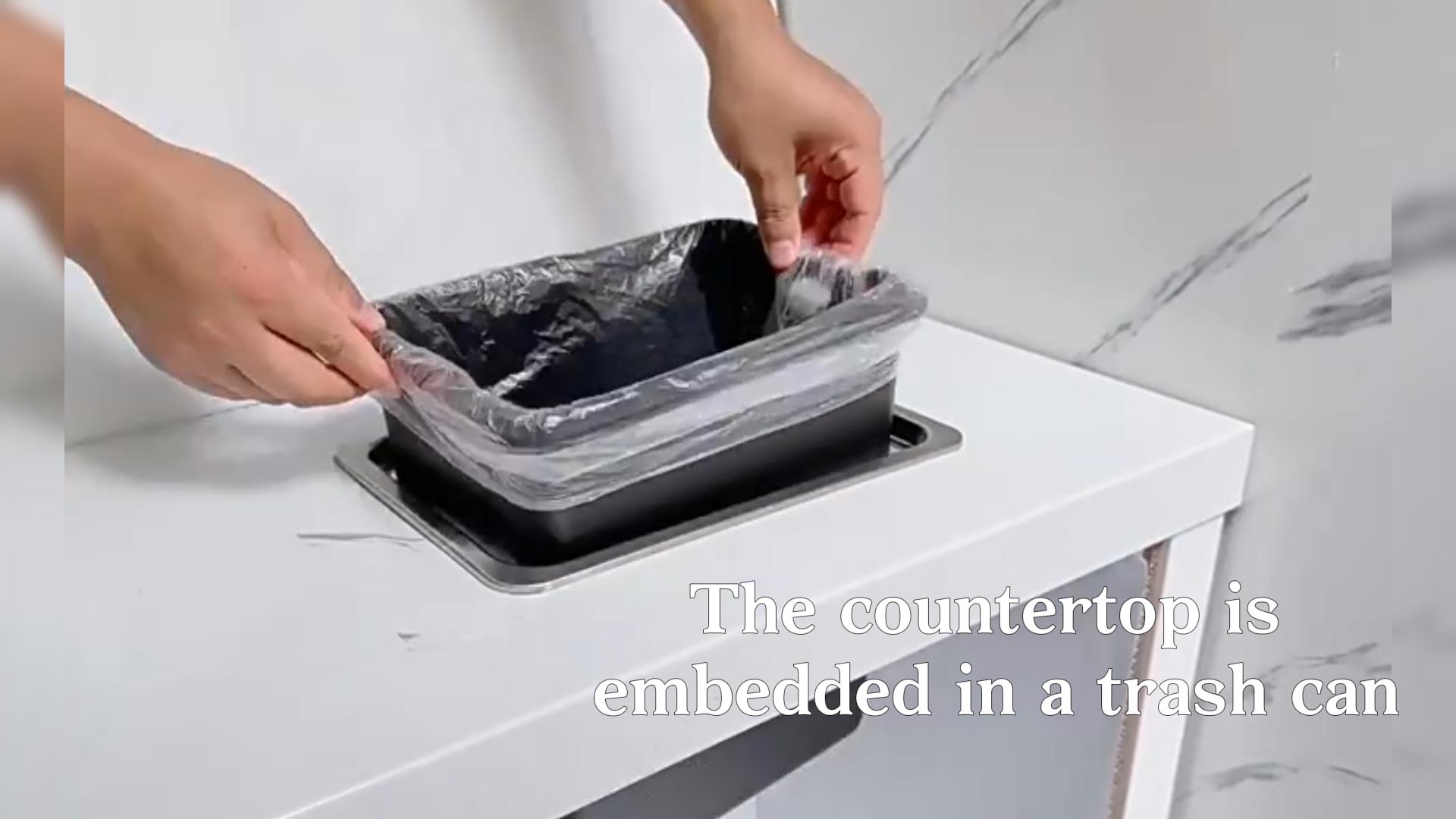 Image of 2.4 Gallon /9L Round Kitchen Trash Bin,The Countertop is Embedded in a Trash Can,Drop-in Trash Chute,Built-in Waste Basket,for Restaurant Home Hotel