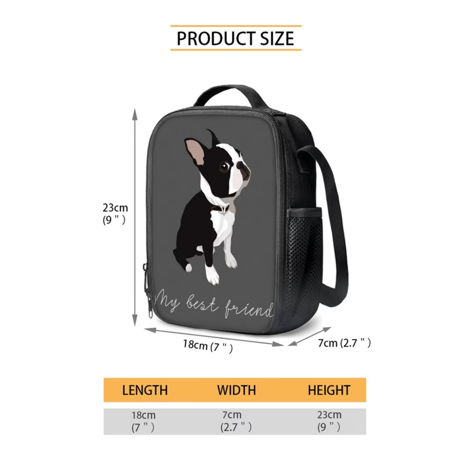 SEANATIVE Bulldog Kids Thermal Lunch Tote Box with Bottle Sling Holder for Office School Picnic Travel Portable Work Organizer - Image 4