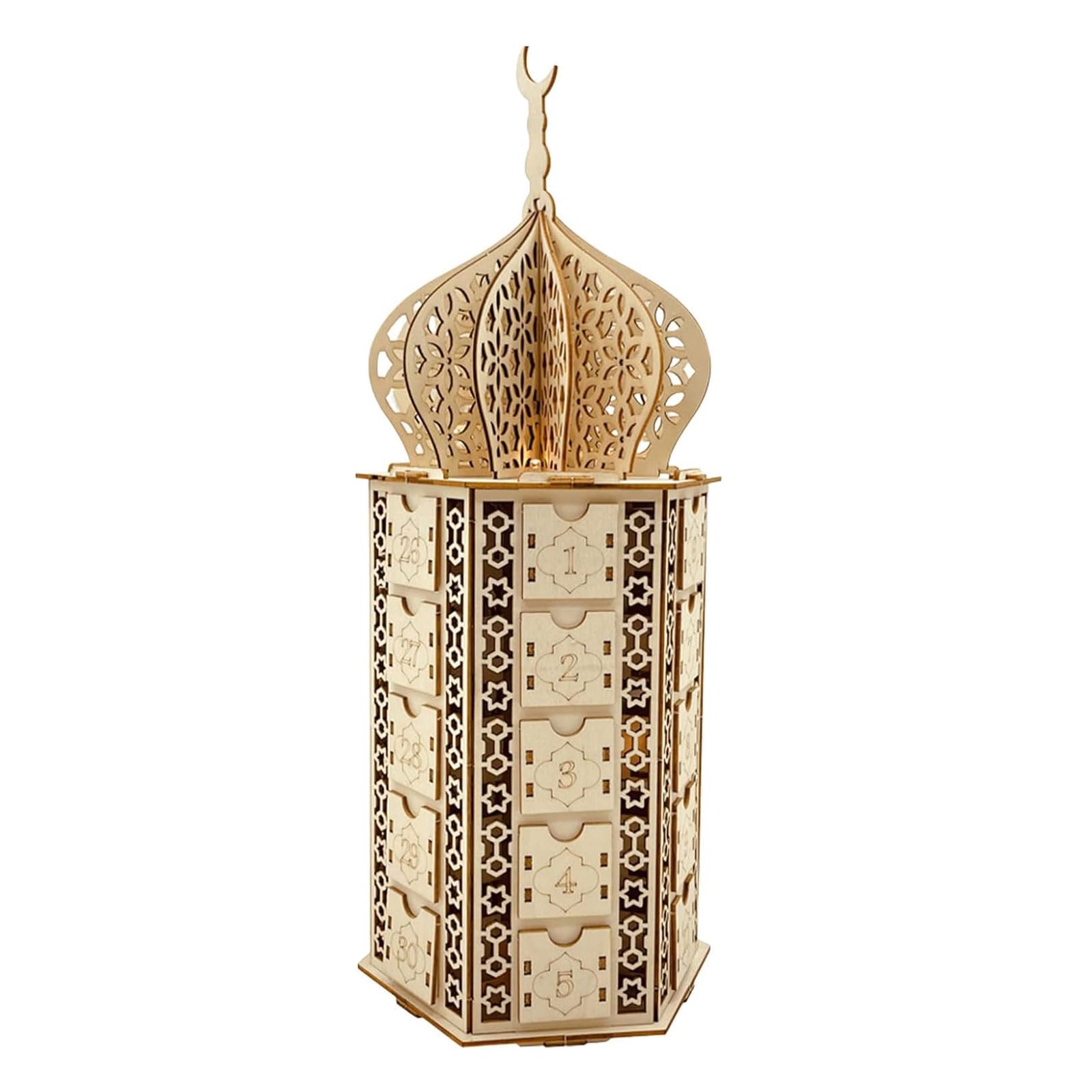 Tsophreniq Wood Ramadans Advent Calendar Eid Ramadans Festive Advent Calendar with Drawers 30 Days Countdown Decorations