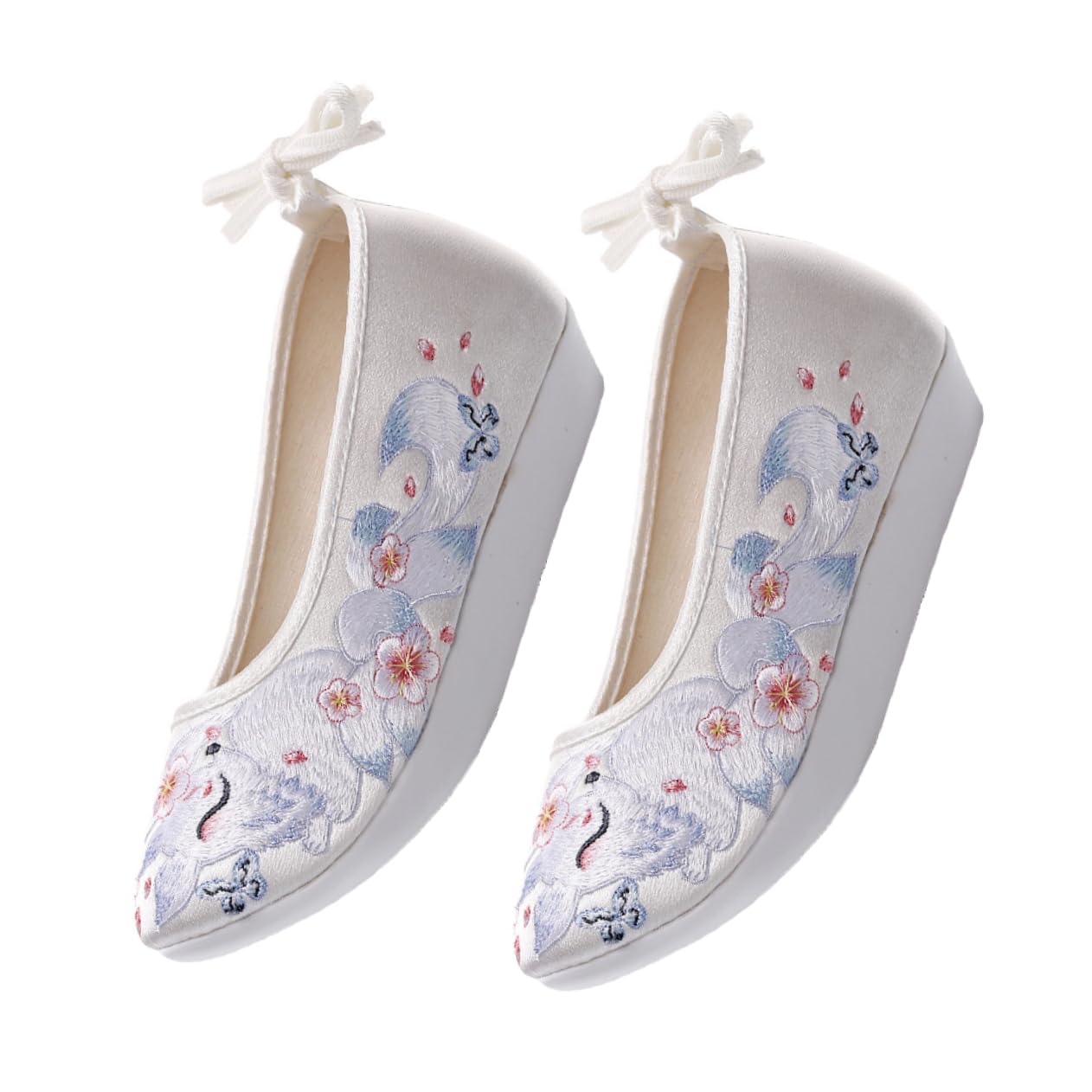 Chaussures Brodées et Sandales Compensées Confort en Coton - 8