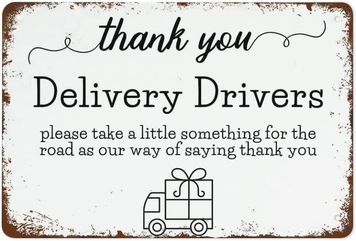 Retro Tin Sign Decor Sign Delivery Thank You Delivery Driver Sign Decor For Room Cafe Restaurant Office Metal Signs Decor A Gift On Holidays Birthdays Holidays 5.5x8 Inch
