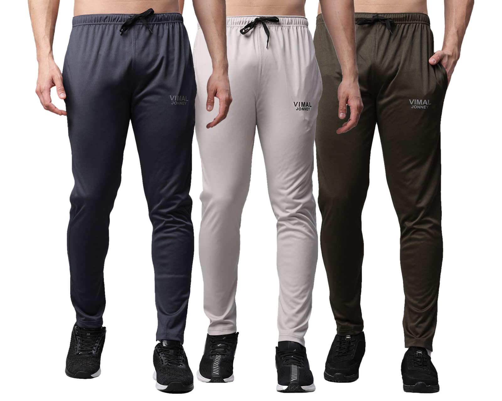 DDRY Solid Lycra Trackpants for Men (Pack of 3)-DDRY__DD10__Gry__L.Gry__OLV__03-P-image-1
