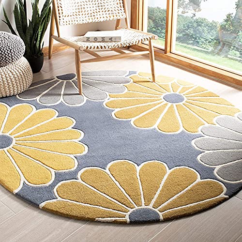 Buy NEHA CARPET Embossed Carved Handmade Tuffted Pure Woollen Round ...