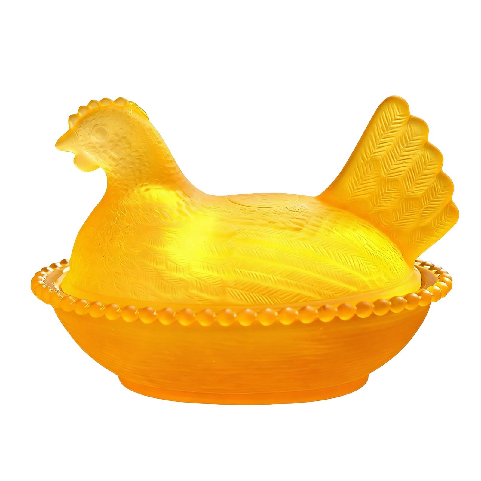 Mekalero Hen on Nest Glass Candys Jar with Lid Crystal Glasses Candys Dishes Decorative Candy Jars Snacks Bowl Table Decorations Covered Candy Bowl