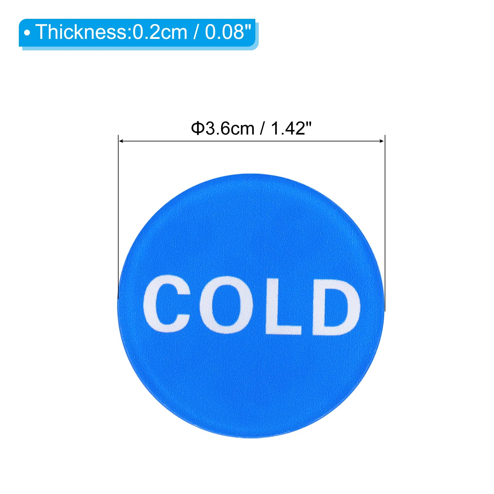 PATIKIL Self Stick Hot/Cold Water Label, 6 works/12 Pack Acrylic Round Shape Sticker Signs for Faucets Sinks Red/Blue - Image 2