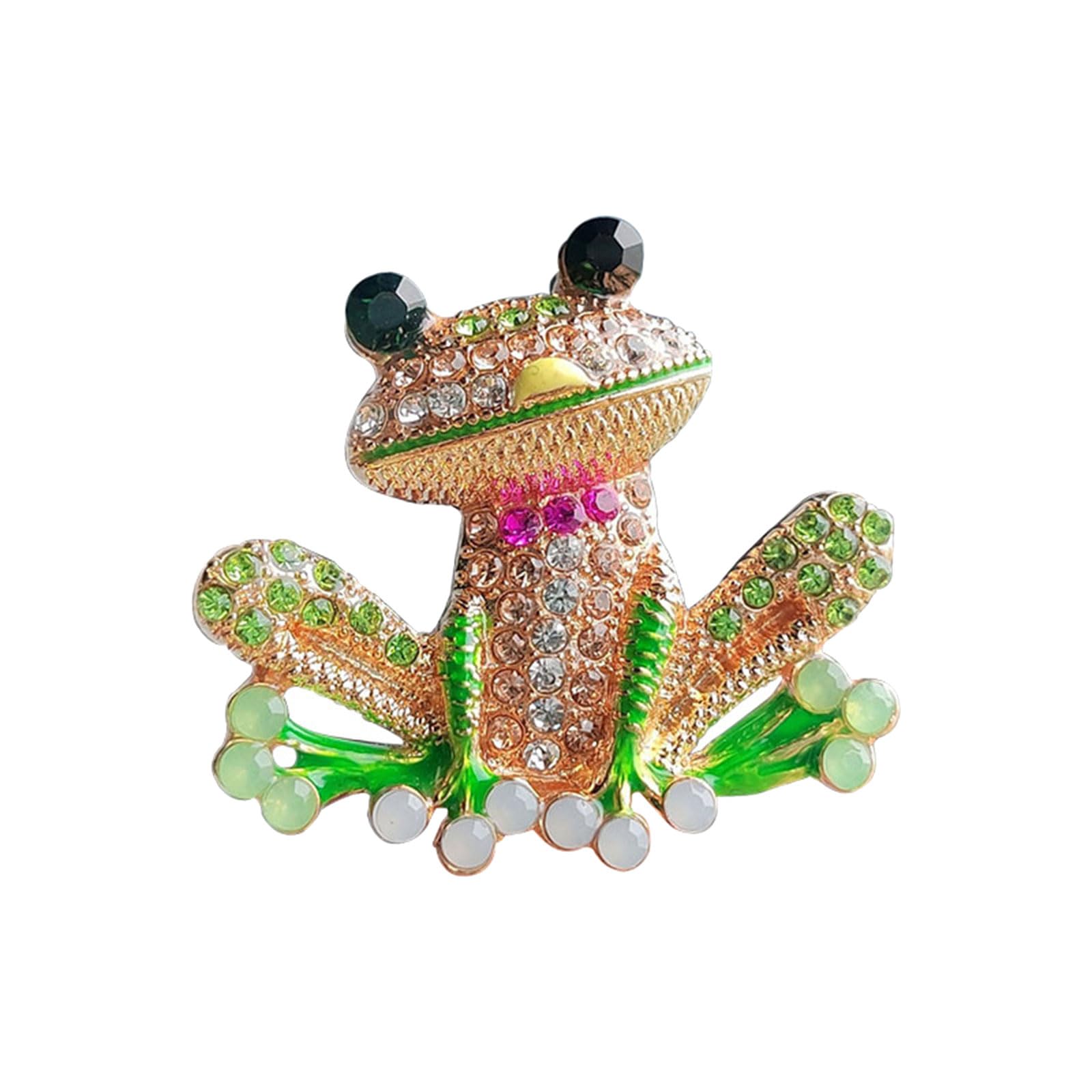 Maxtonser Fashionable Animal Brooch With Green Crystal Embellishment Sparkling Crystal Frogs Pin Trendy Women Accessories Jewelry