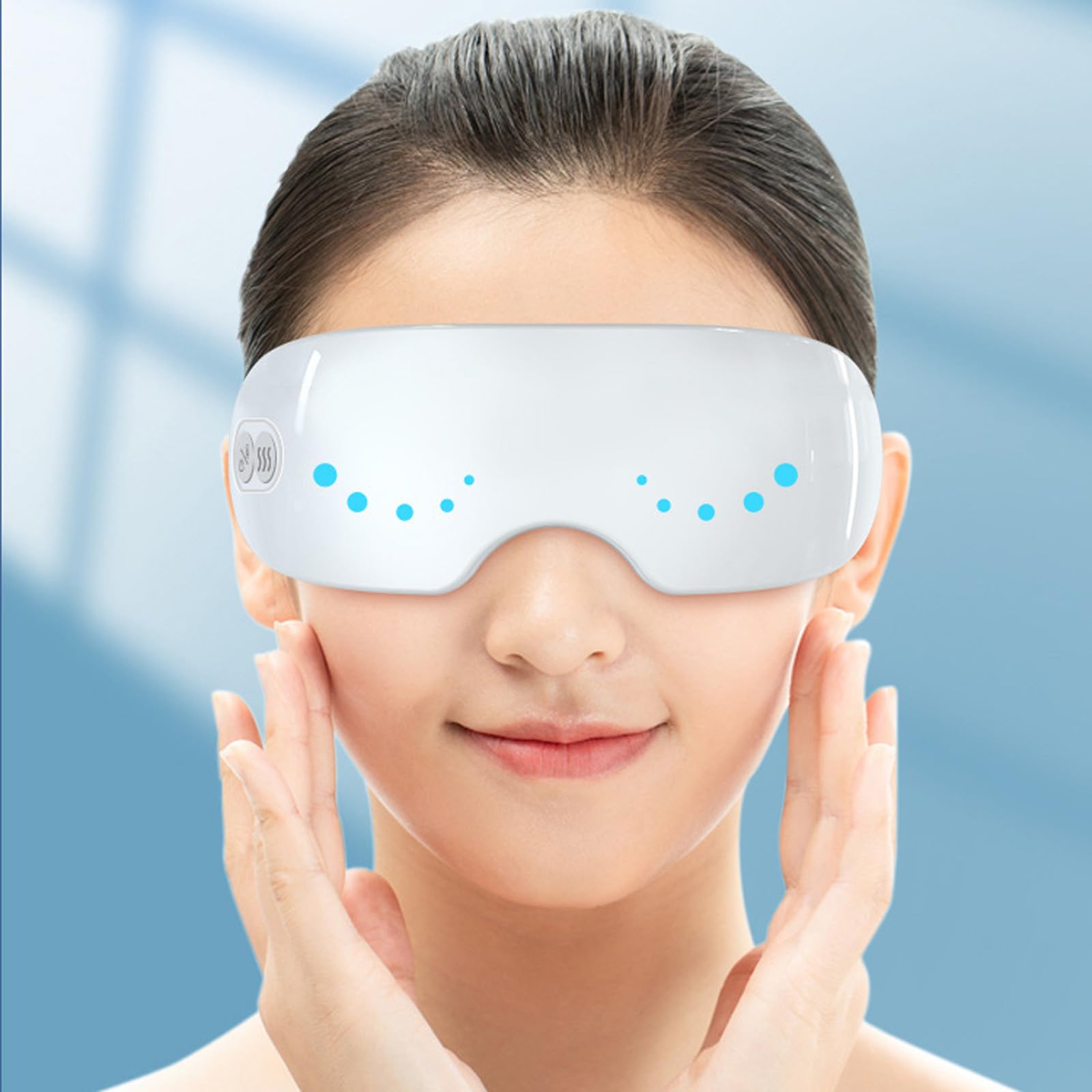 Dampftherapie-Maske, Dampf-Augenmaske, Augendampfer für trockene Augen, Augenmassagegerät, Heiß- und Kaltdampf-Augenmaske für Augenringe, Schwellungen (Weiß)