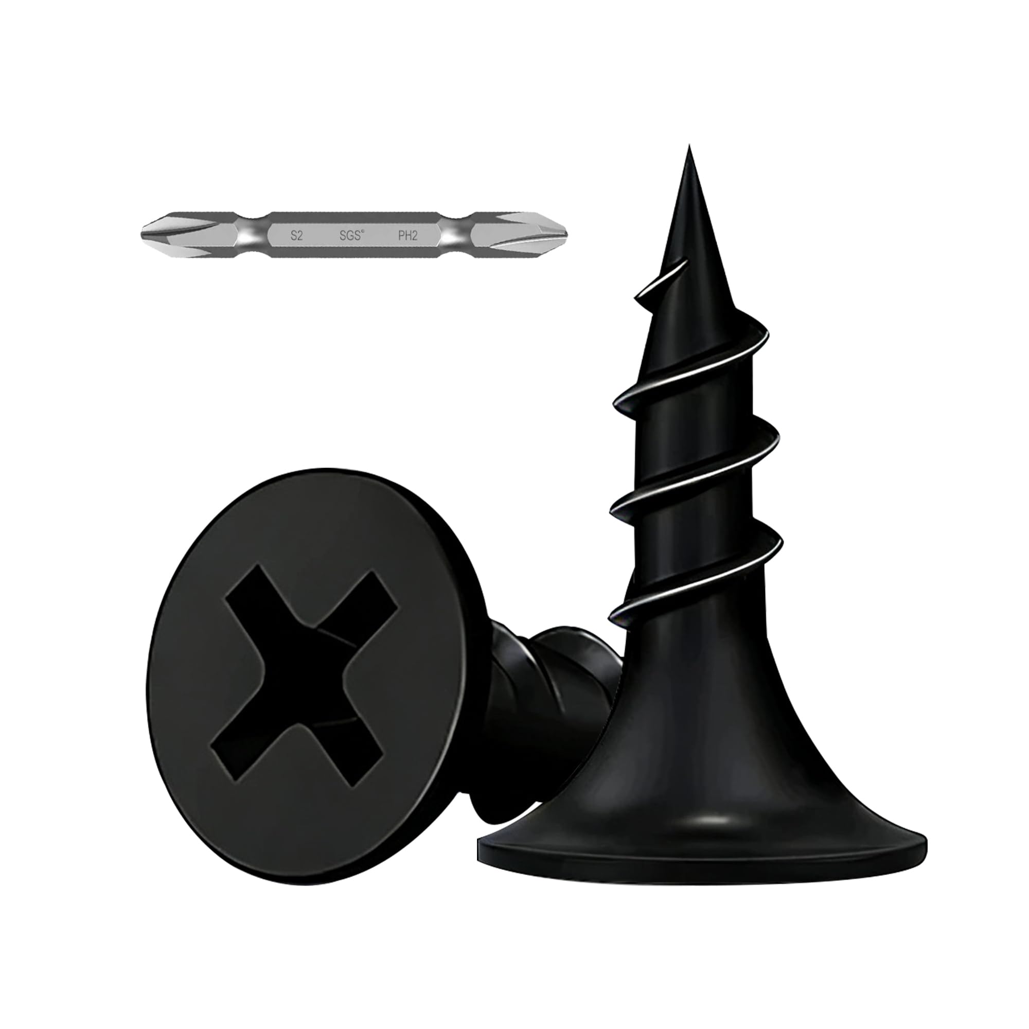 260 Pcs Black Drywall Plasterboard Screws M4 x 16mm Drywall Screws Coarse Cement Board Decking Exterior Wood Screws Phillips Drive with Bit Black Wood Screws for Drywall Sheetrock Wood and Furniture