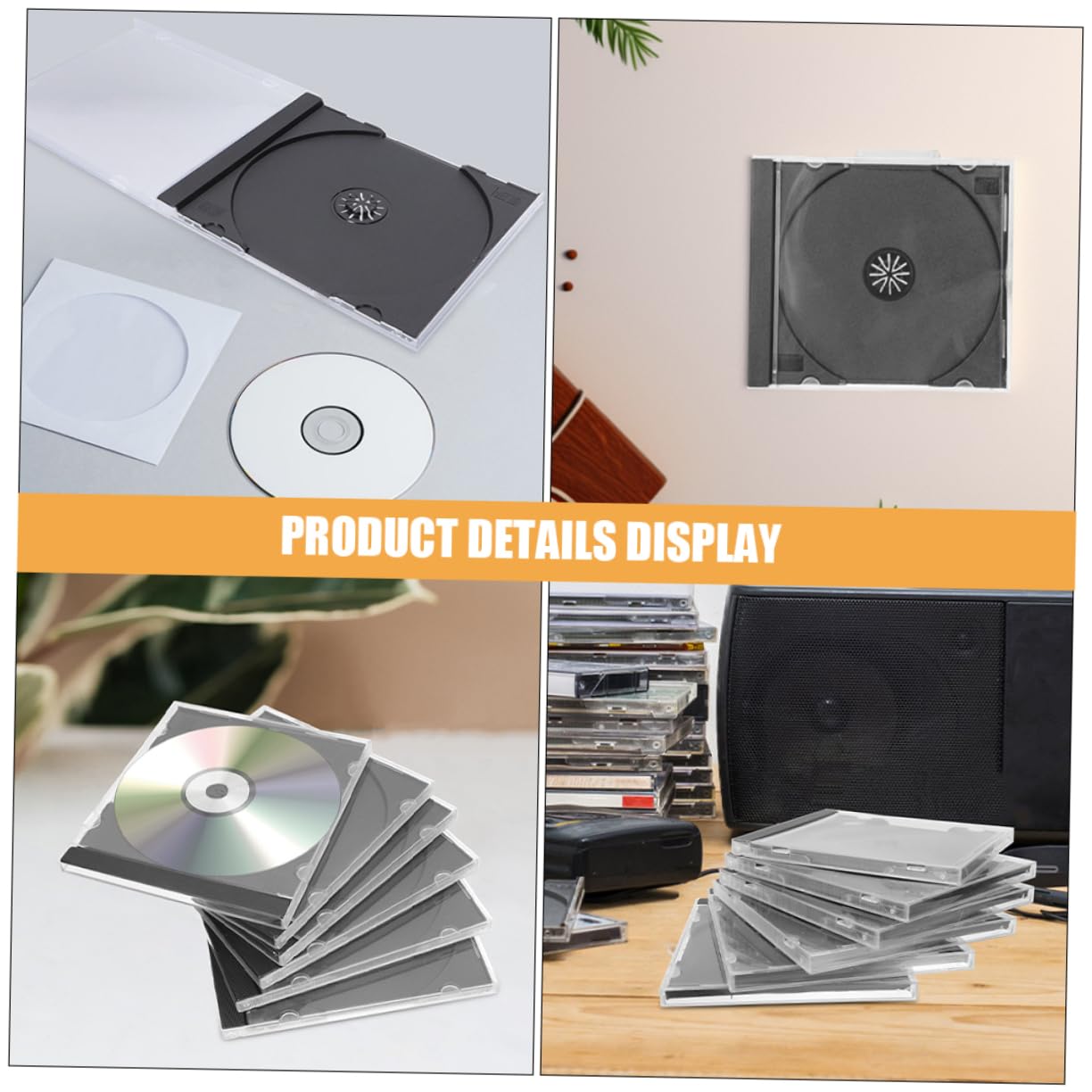GALPADA Custodie Trasparenti per CD in Plastica 10 Pezzi, Impilabili e Protettive, per Custodia e Organizzazione Dischi in Casa o Ufficio