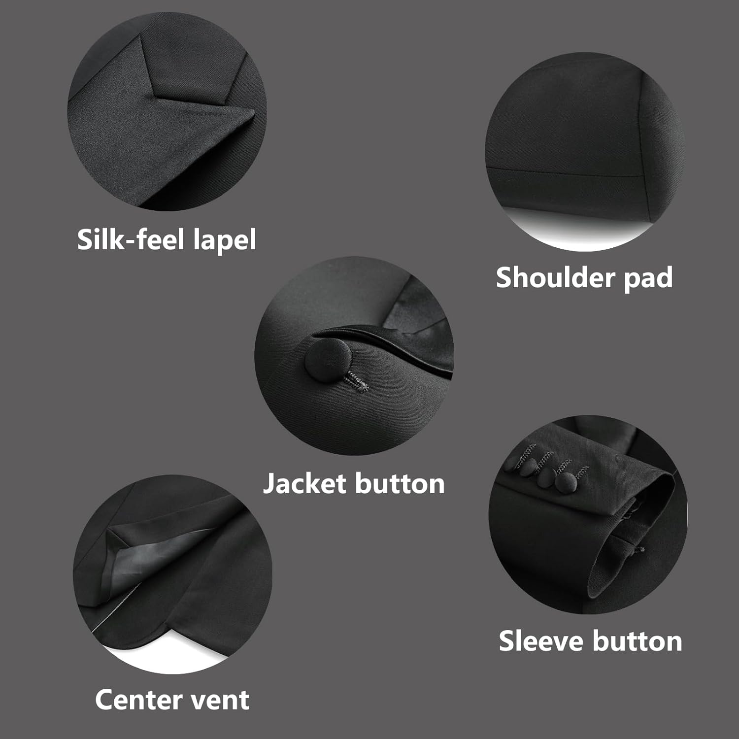 Rogers & Morris Tuxedo Suit for Men Solid 4 Piece Set Regular Fit - Image 3