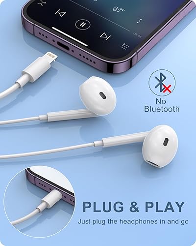 Miniatura 2 de Auriculares para iPhone Apple con cable Lightning certificado MFi Micrófono integrado y auriculares de control de volumen compatibles con iPhone