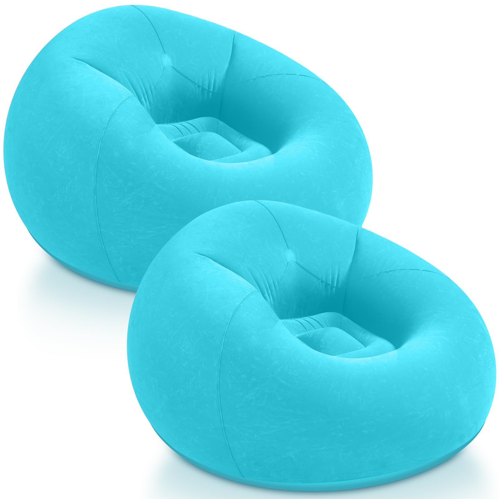 Realspring Inflatable Bean Bag Chairs,Lake Blue,2 Pcs