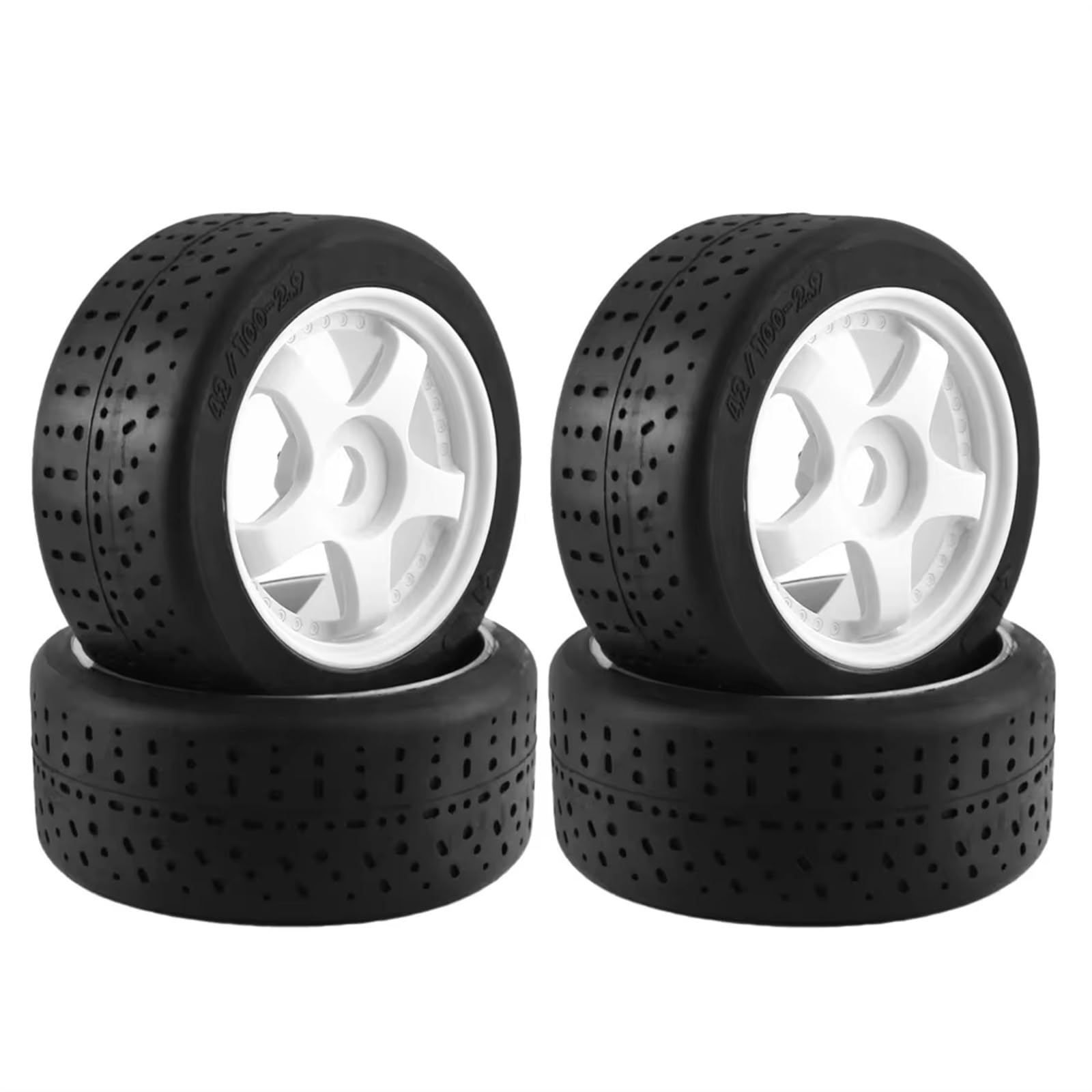 Reifen Kunststoff Räder Kompatibel Mit Arrma Für Infraction Für Felony Für Limitless 5-Speichen-Reifen Mit 100 X 42 Mm, 17 Mm Radsechskant, 1/7 RC-Auto-Upgrade-Teile, Zubehör(White)