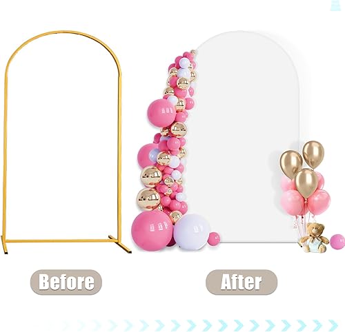 Miniatura 5 de Cubierta de telón de fondo de arco de elastano, cubierta de arco de 2 lados de 6.6 pies, cubierta de tela para telón de fondo redondo para ceremonia