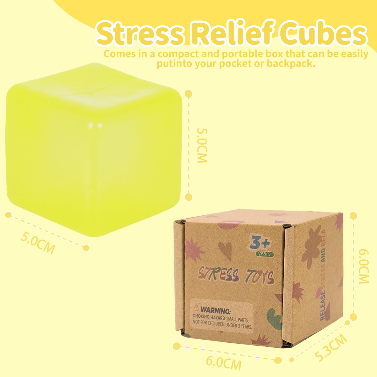 Graphinza Squishy Cubes Squeeze Toys, 1.96" Squishy Cubes Squeeze Toys, Ice Cube Fidget Toy, Sensory Fidget Toys - Image 2