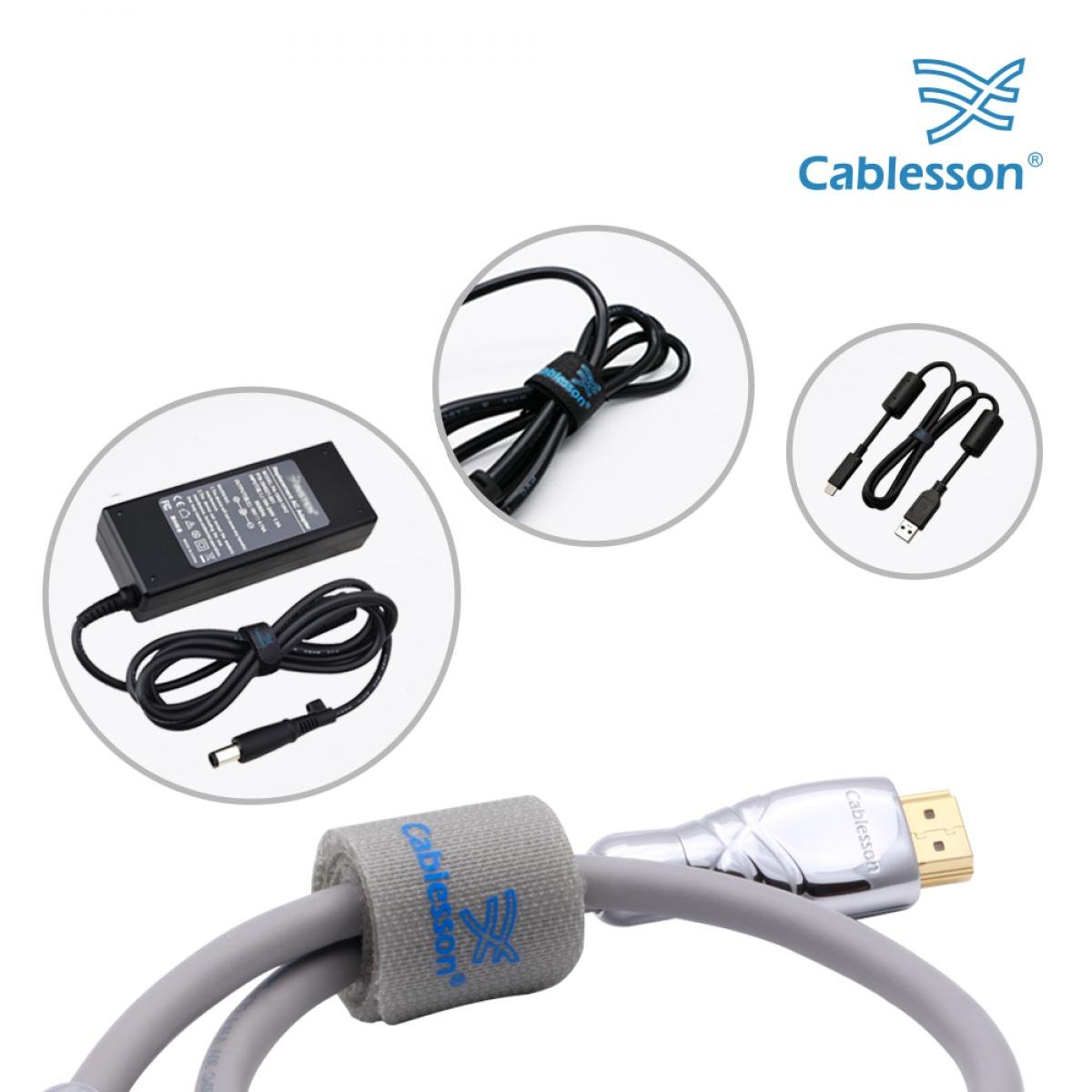 Cablesson Reusable Releasable Hook and Loop Nylon Cable Ties - Pack of 20 - Chunky Pack - Straps and Keep wire cord tidy - Grey - Image 3