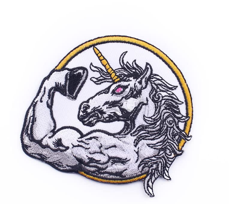 Iron On Embroidered Patch, Unicorn Strong Applique Patch - Punk Embroidered Badge Iron On/Sew On Emblem Patch DIY Accessories Perfect for Backpack Jackets Clothes Hats Jeans