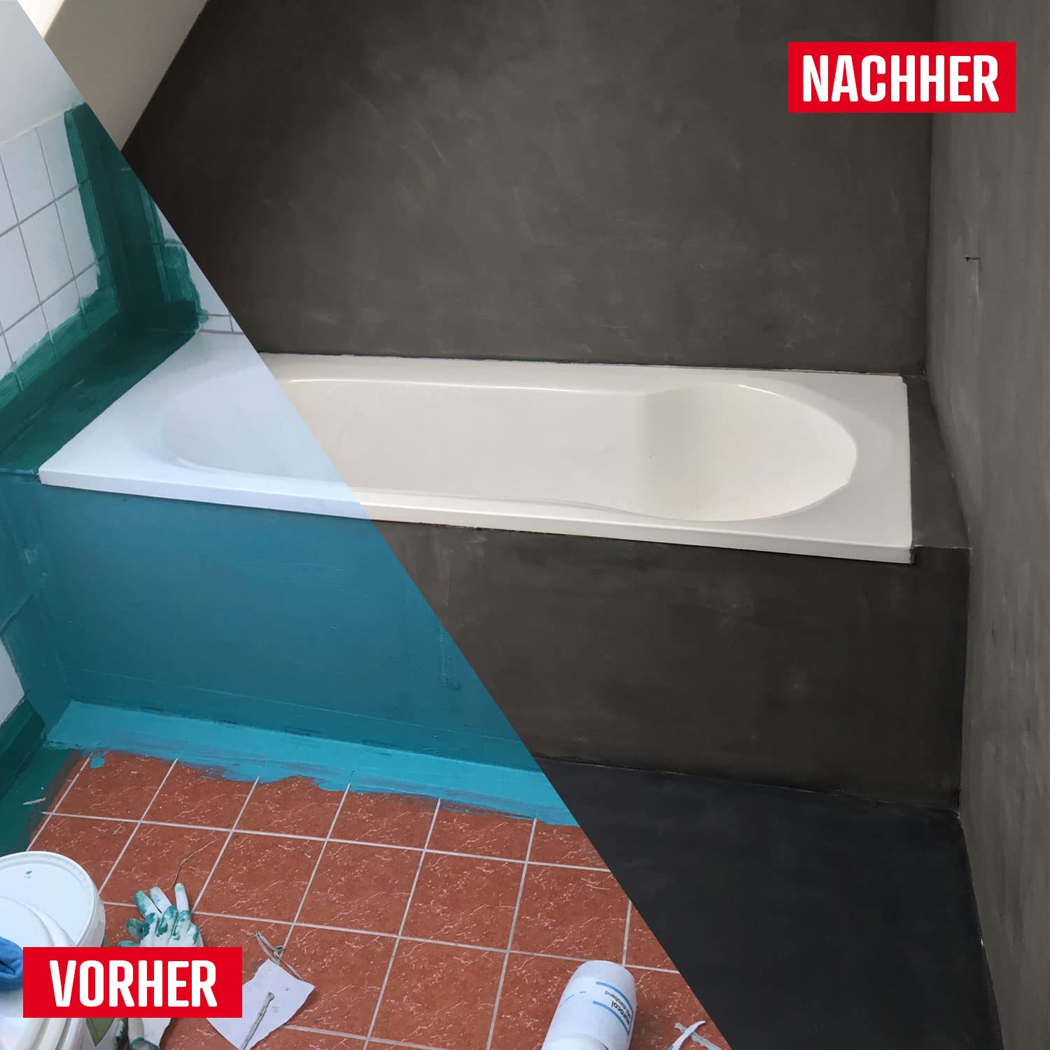 KIT KUNSTHARZBETON FÜR FLIESEN - NUANCES MINERALES Feldmaus Grau - 2 m² (in 2 schichten) | Küche, Bad, Arbeitsplatte, verstärkter Haken, schmutzabweisend, strapazierfähig, Komplett-Set Arcane Industries